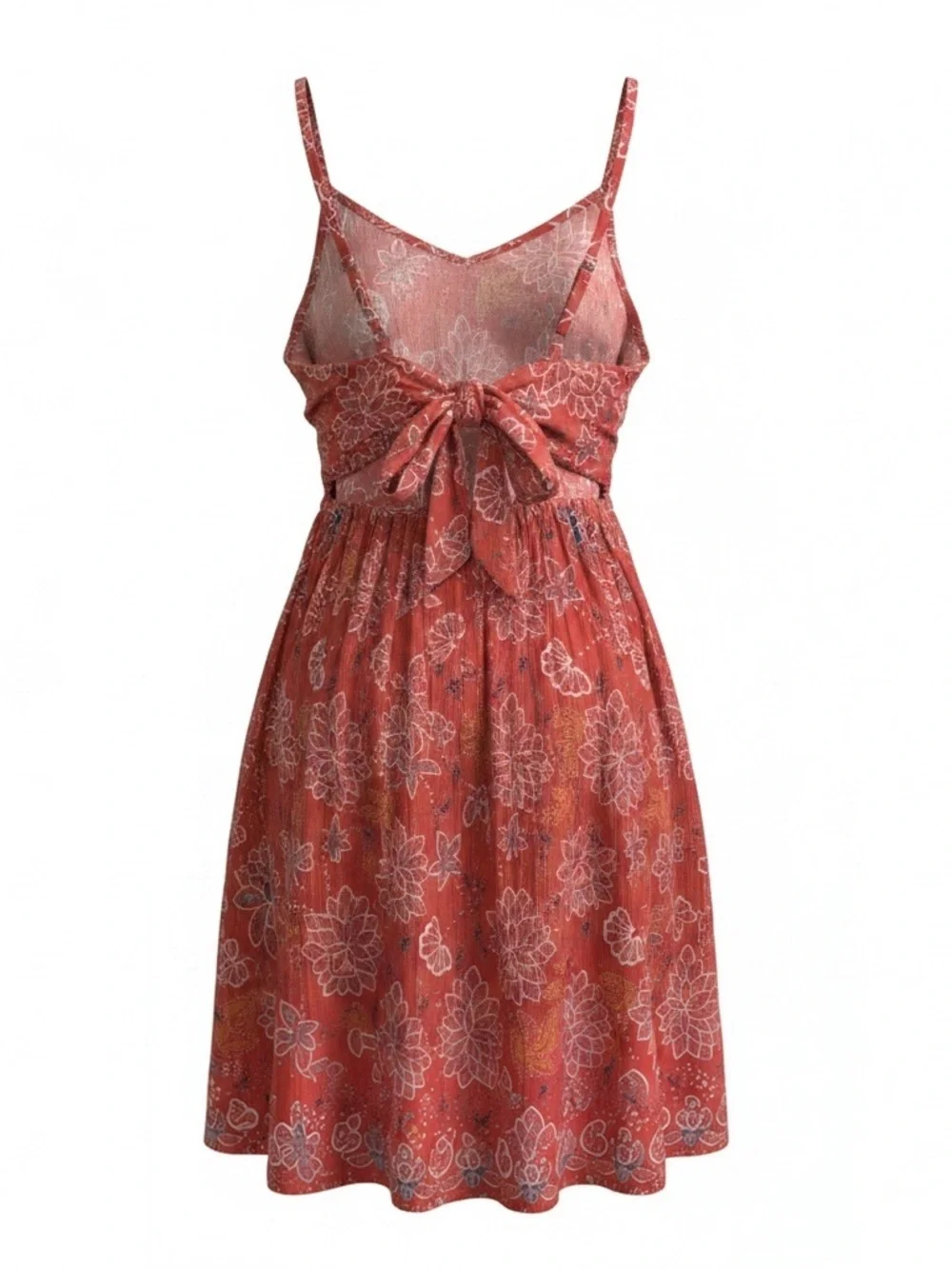 Red Floral Tie-Back Sundress